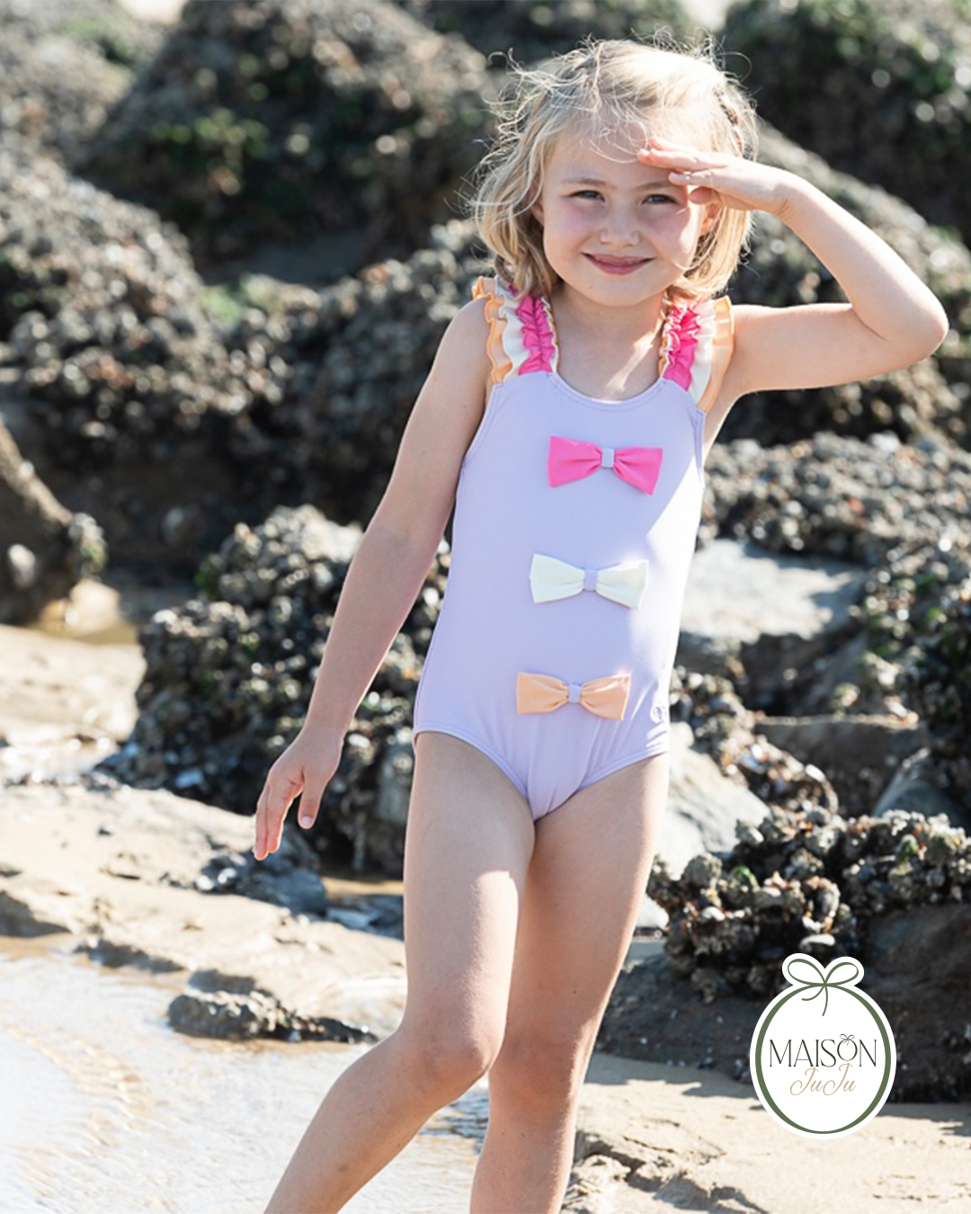 GIRL SWIMSUIT BOW RUFFLE