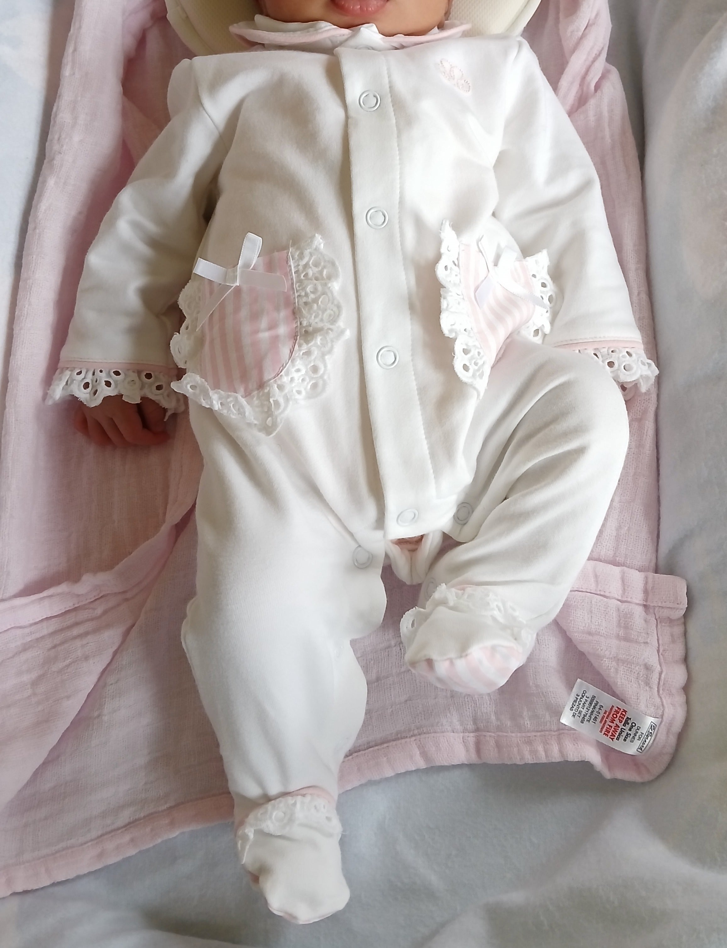 NEWBORN GIRL STRIPES FOOTIE PAJAMA