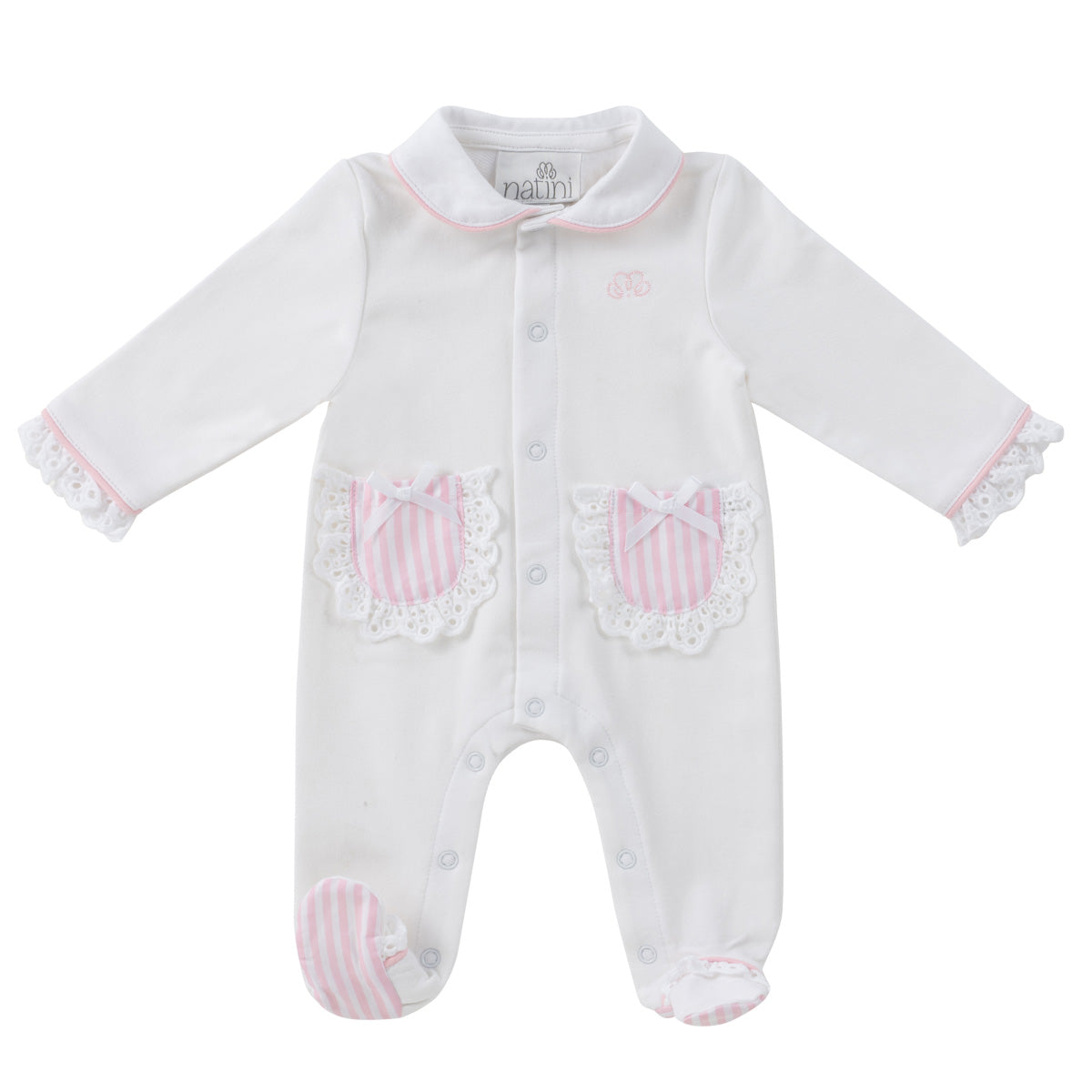 NEWBORN GIRL STRIPES FOOTIE PAJAMA