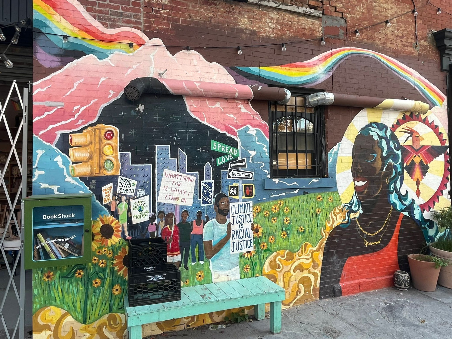 Colorful mural reflecting Bed-Stuy’s artistic culture.