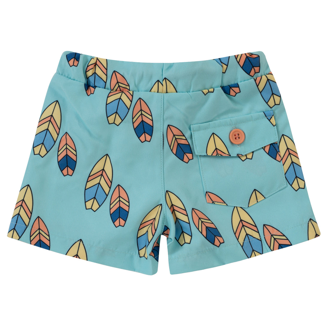 BOY SWIM SHORT – Aqua Blue I Surfboard Print | Summer Beachwear