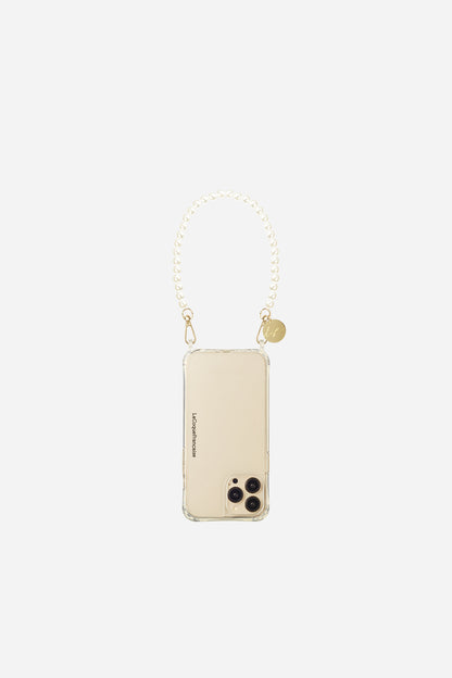 SHORT PHONE CHAIN - WHITE AGATE PEARLS