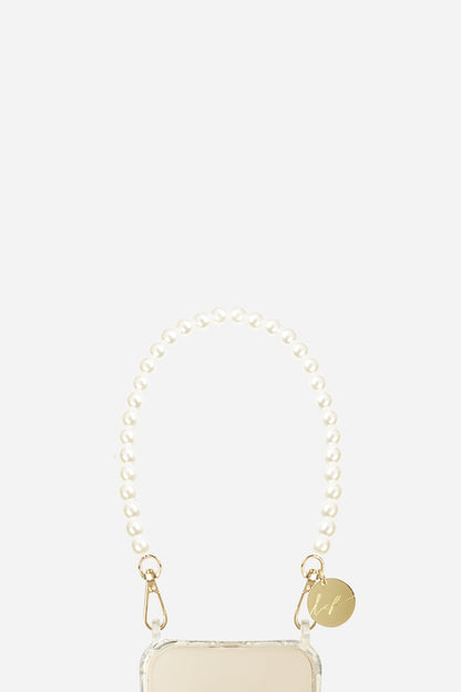 SHORT PHONE CHAIN - WHITE AGATE PEARLS
